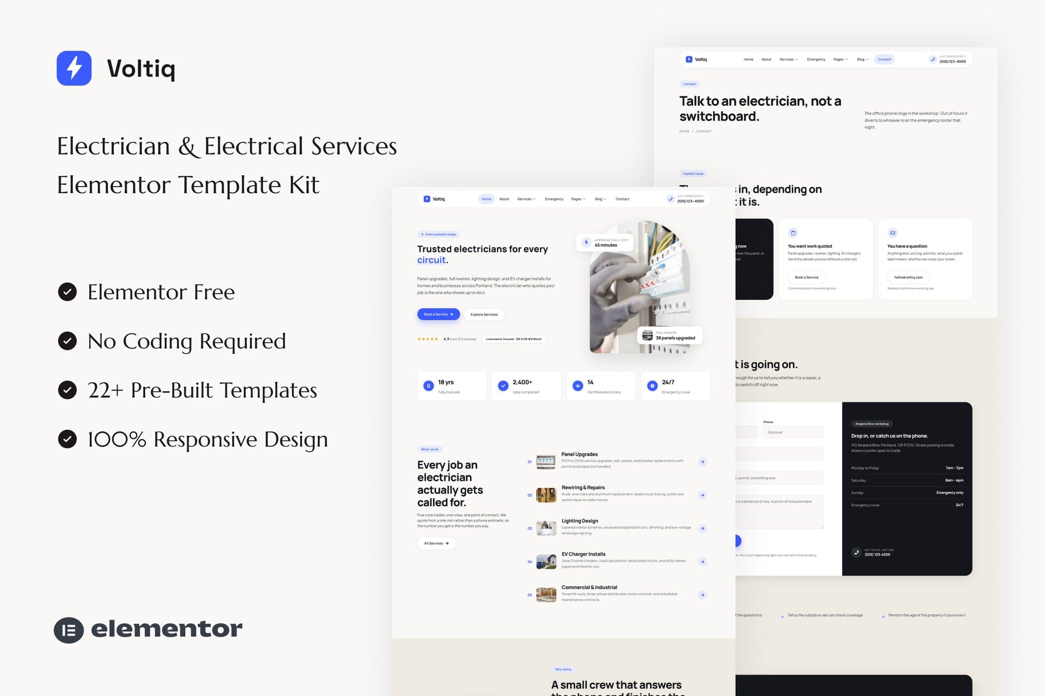 Voltiq - Electrician & Electrical Services Elementor Template