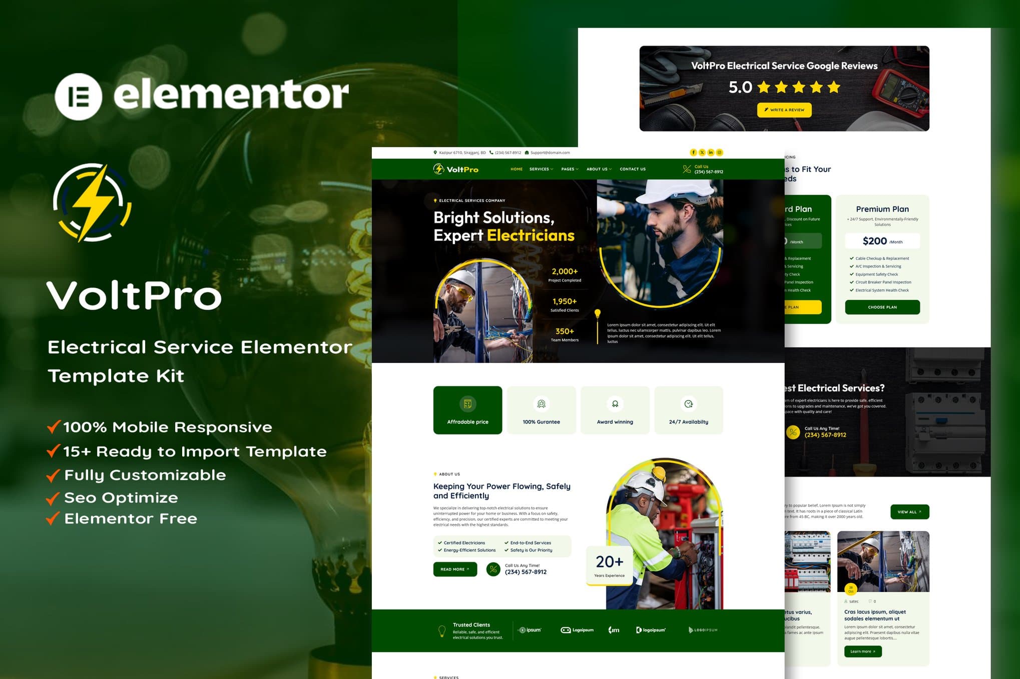 Voltpro - Electrical Services Elementor Template