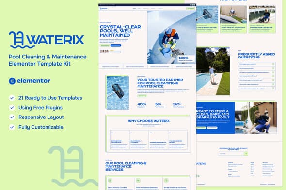 Waterix - Pool Cleaning & Maintenance Service Elementor Template