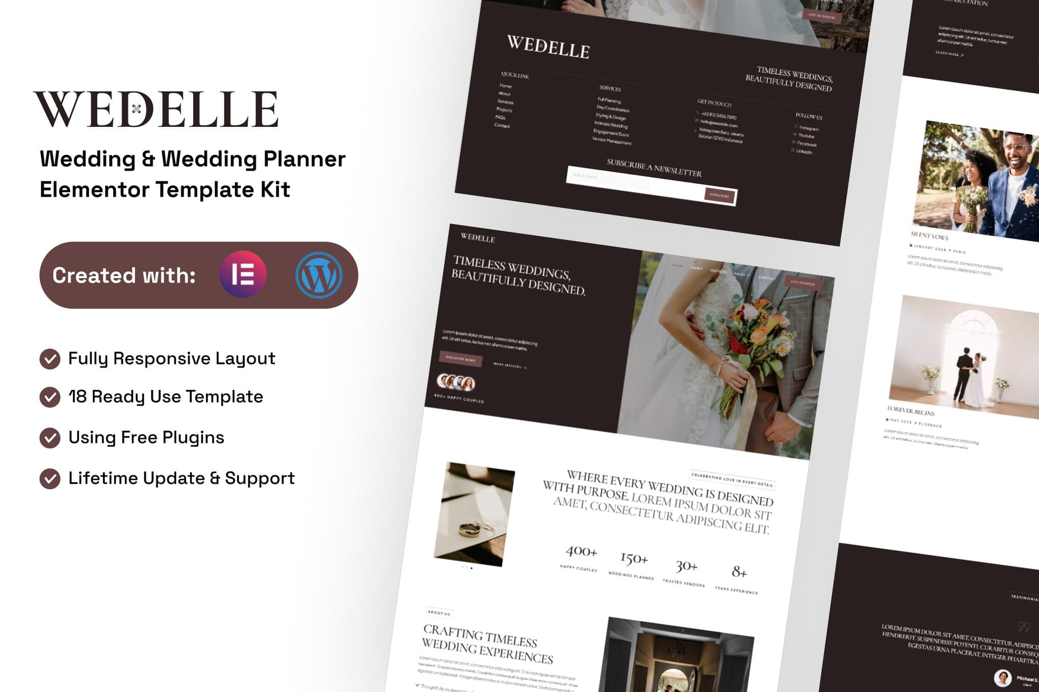 Wedelle - Wedding & Wedding Planner Elementor Template