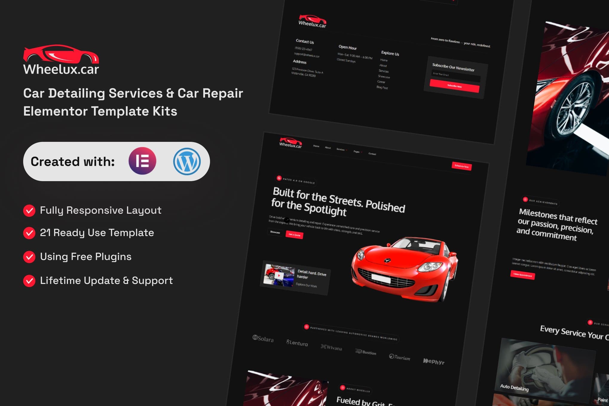 Wheelux - Car Detailing Services & Car Repair Elementor Template Kits Elementor Template
