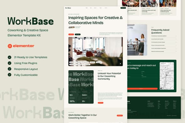 WorkBase - Coworking & Creative Space Elementor Template