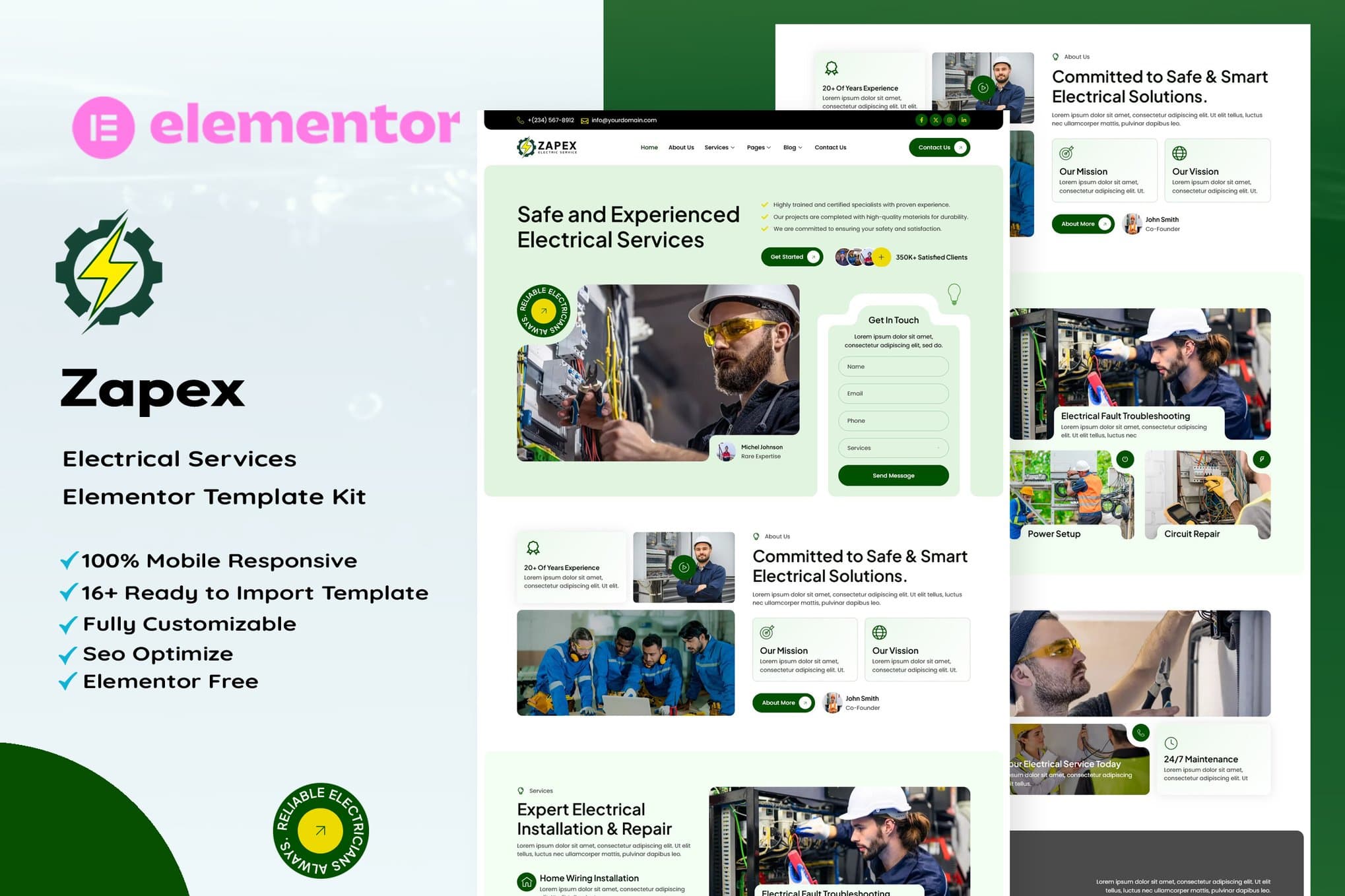 Zapex - Electrical Services Elementor Template