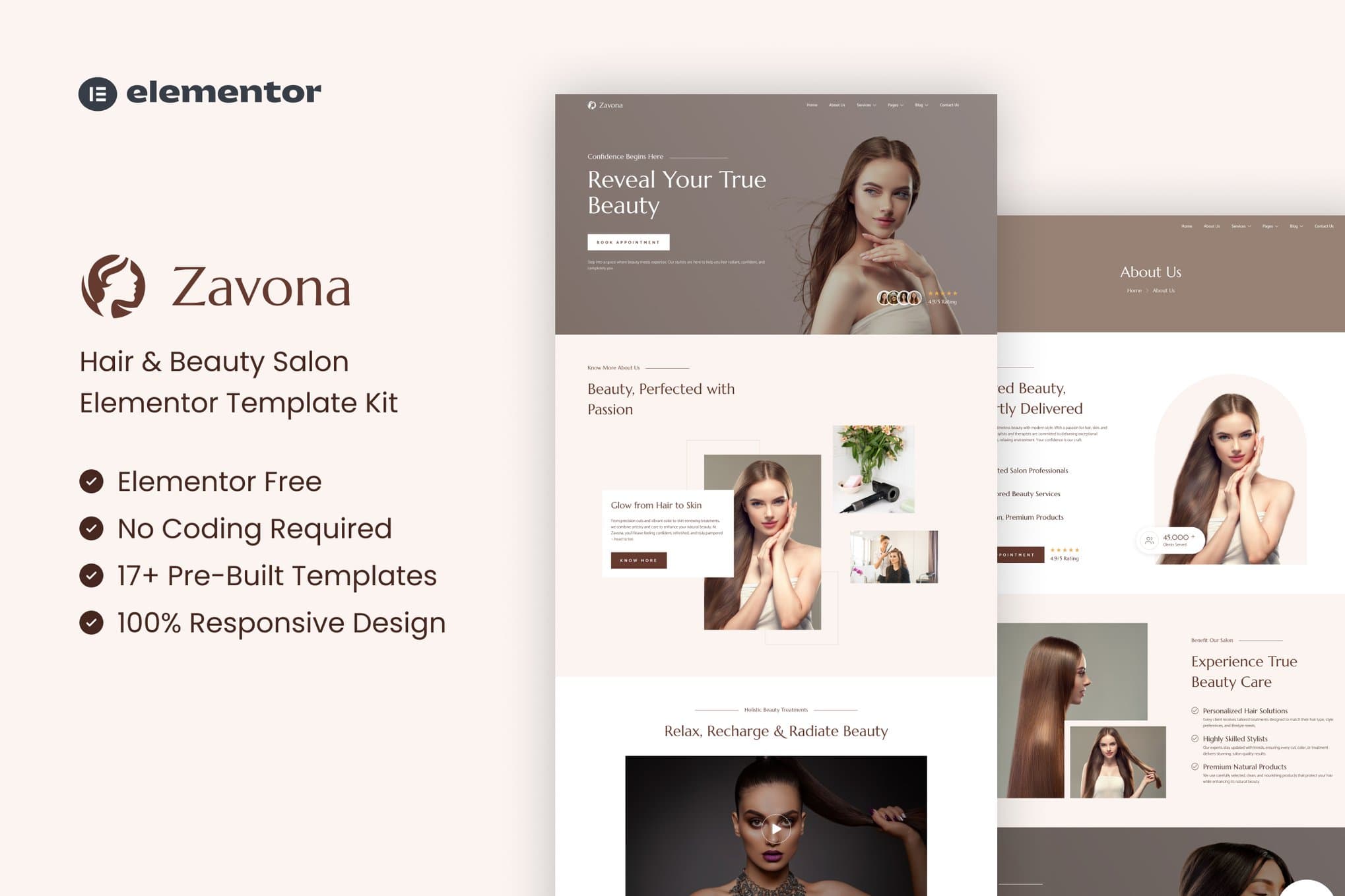 Zavona - Hair & Beauty Salon Elementor Template