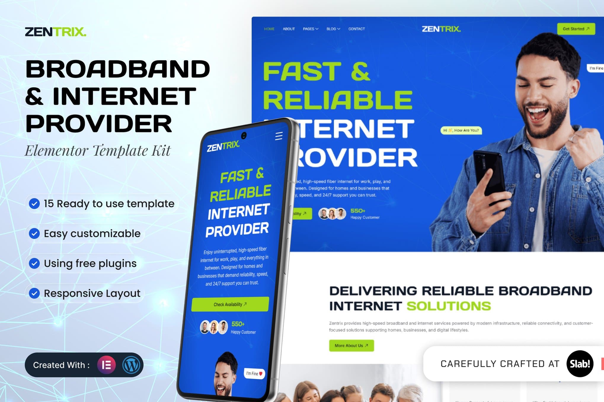 Zentrix - Broadband & Internet Provider Elementor Template