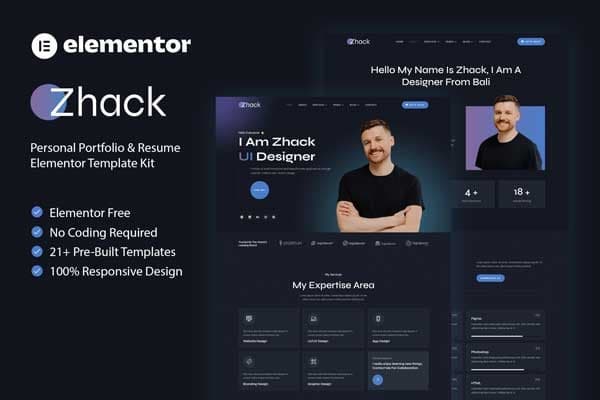 Zhack - Personal Portfolio & Resume Elementor Template