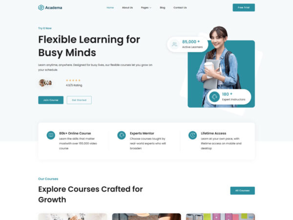 Academa - Online Course & Education Elementor Template