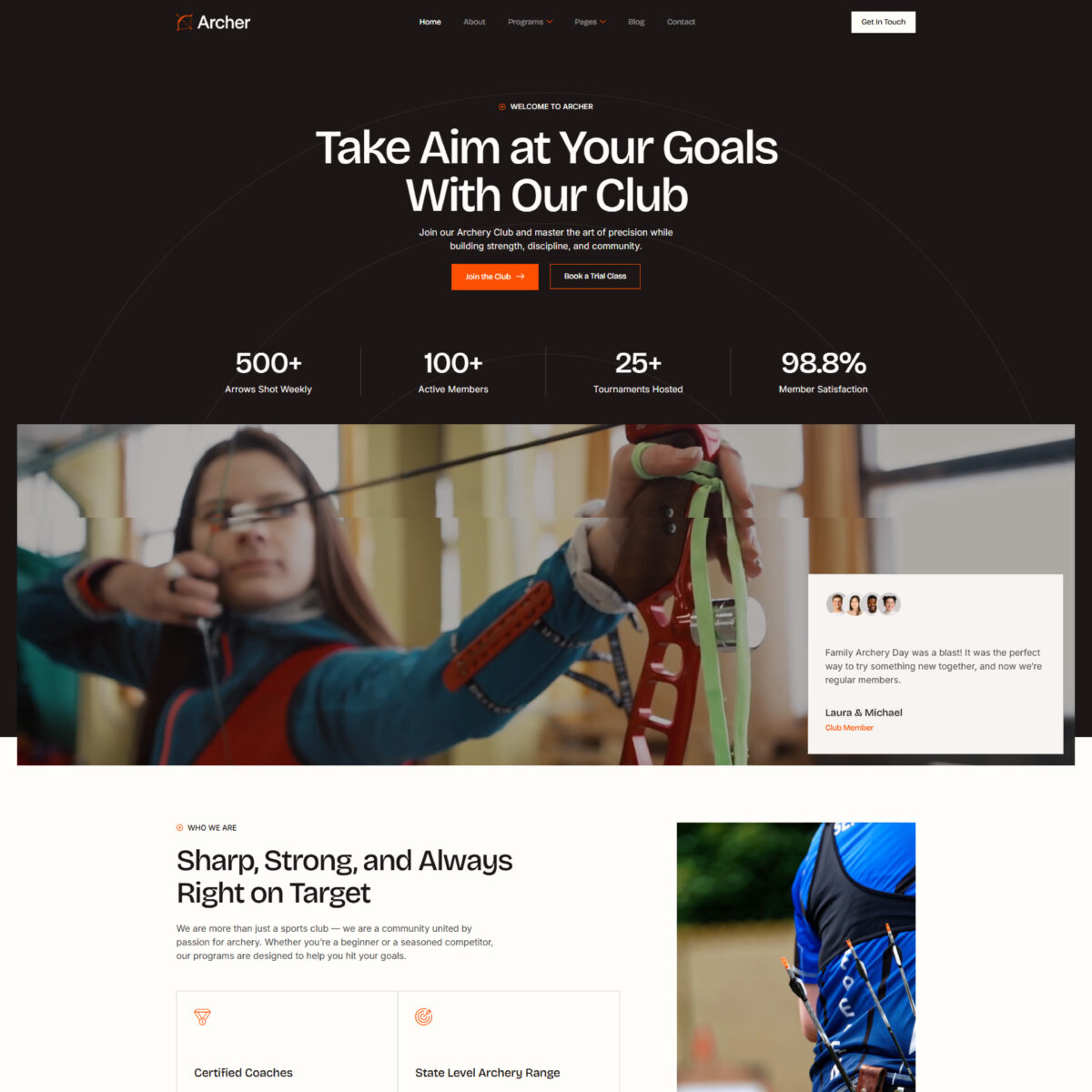 Archer – Archery Club & Courses Elementor Template