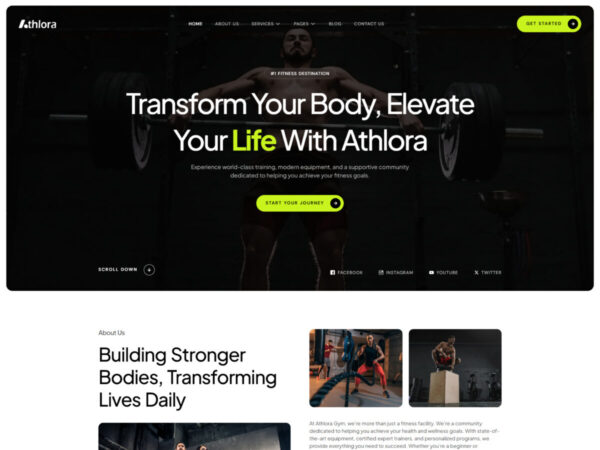 Athlora - Fitness Gym Elementor Template