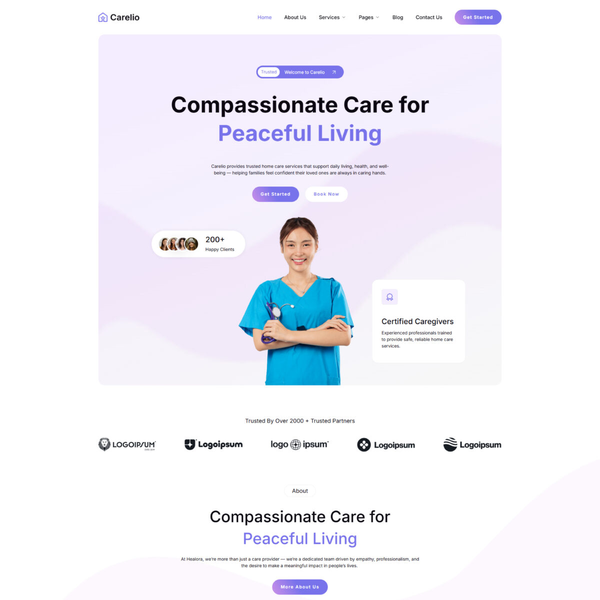 Carelio – Home Care Services Elementor Template