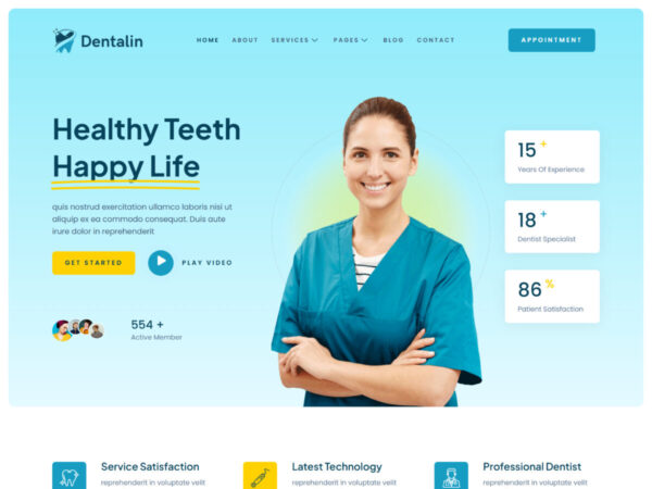 Dentalin - Dentist & Dental Clinic Elementor Template