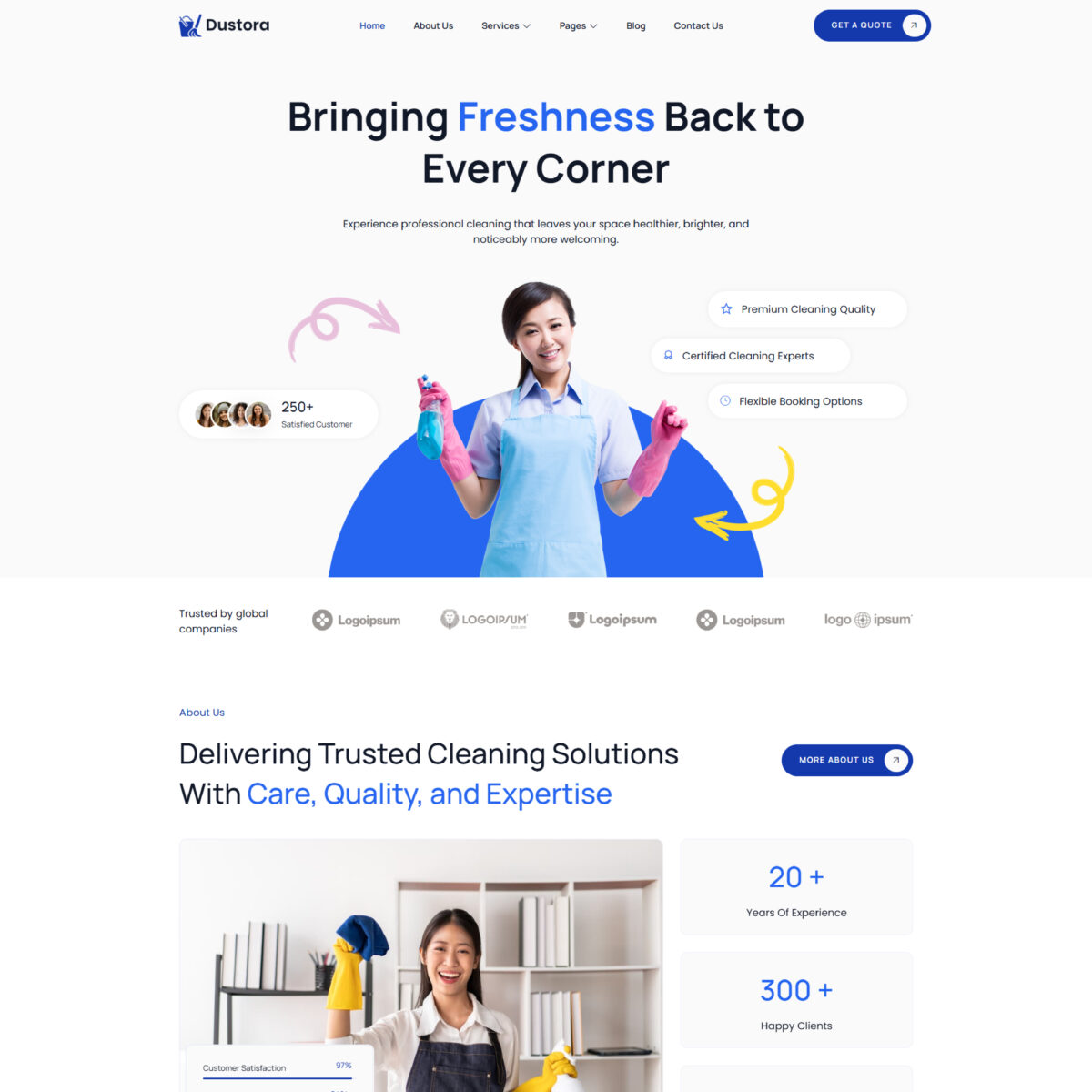 Dustora – Cleaning Services Elementor Template