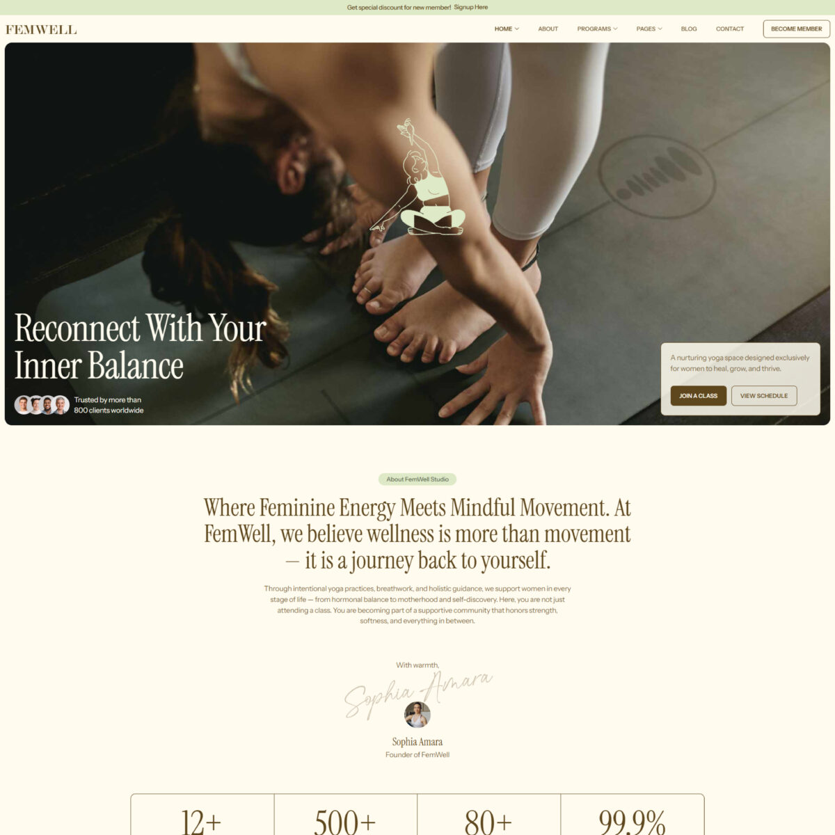 FemWell – Women Wellness Yoga Studio Elementor Template