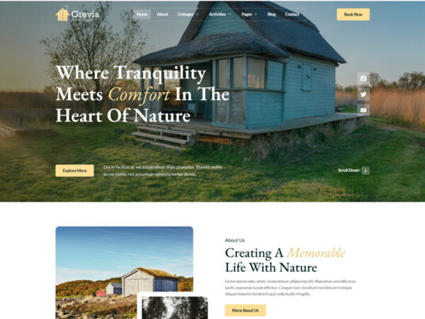 Grevia - Nature Cottage Elementor Template