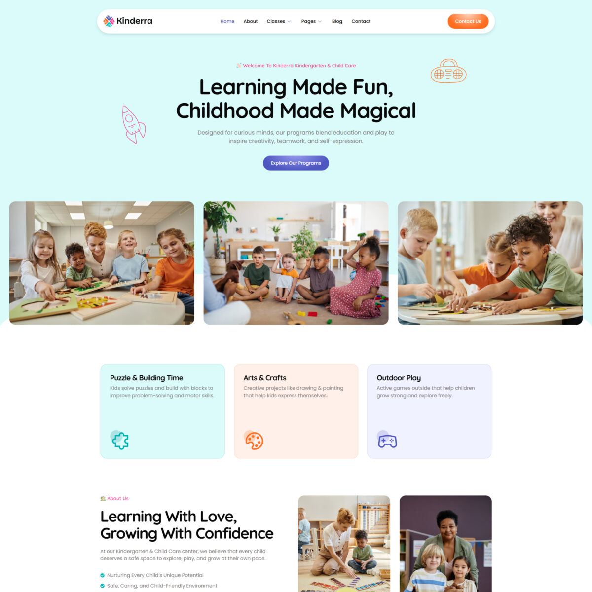 Kinderra – Kindergarten & Child Care Elementor Template