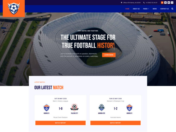 Krovio - Football & Soccer Club Elementor Template