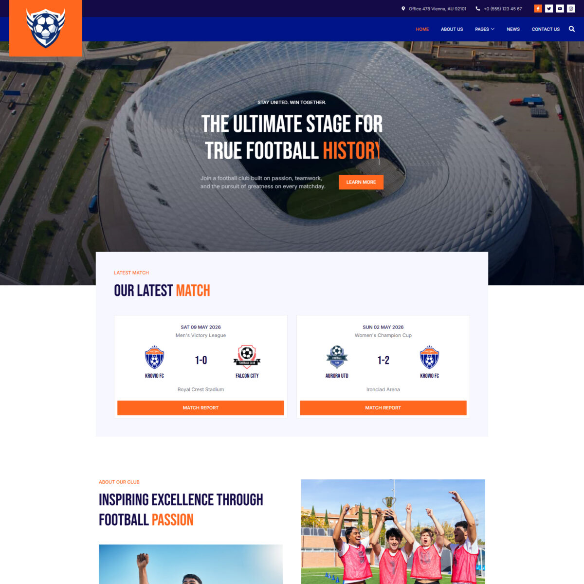 Krovio – Football & Soccer Club Elementor Template