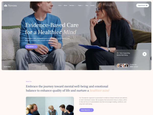 Nevora - Psychologist & Mental Health Elementor Template
