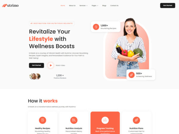 Nutrimo - Healthy Food & Nutrition Coach Elementor Template