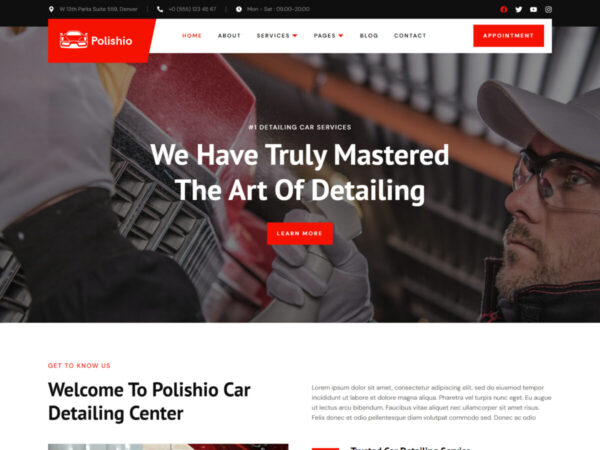 Polishio - Car Detailing & Repair Service Elementor Template