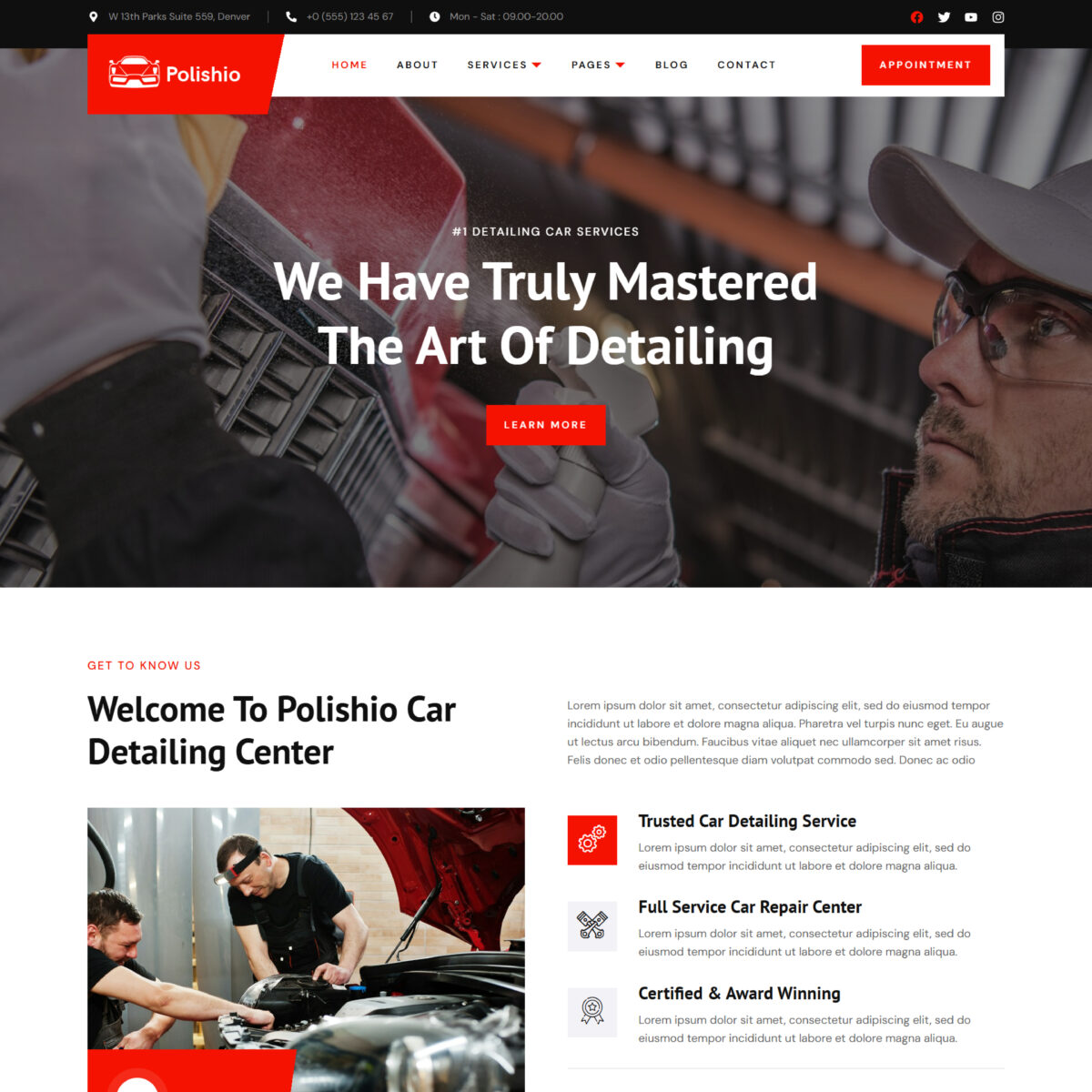 Polishio – Car Detailing & Repair Service Elementor Template