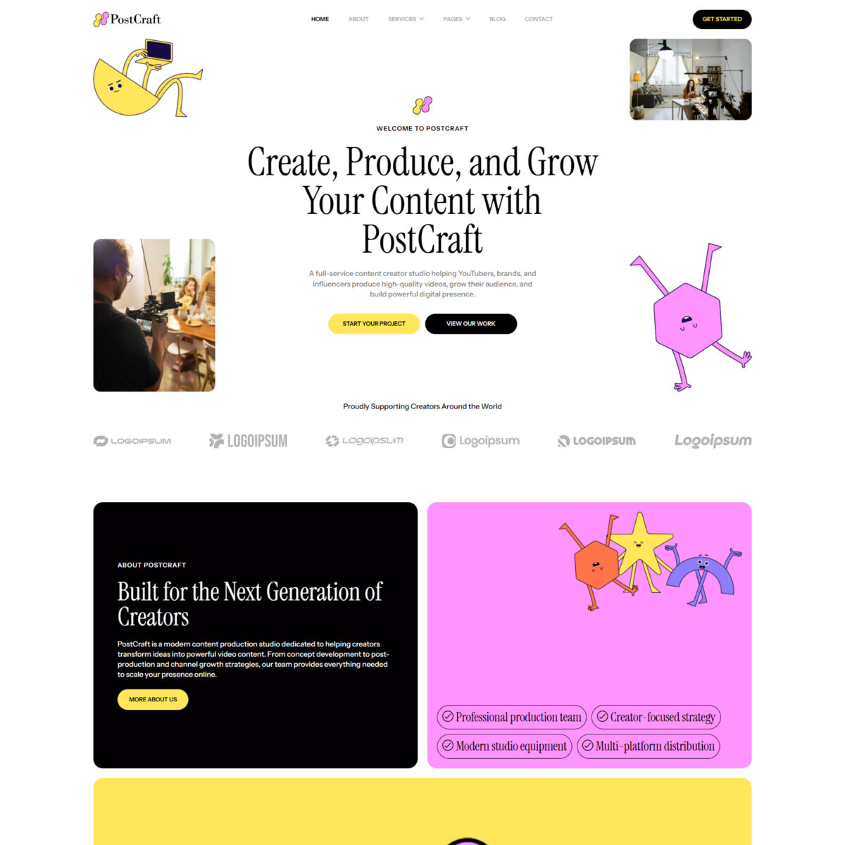 PostCraft – Content Creator Studio Elementor Template