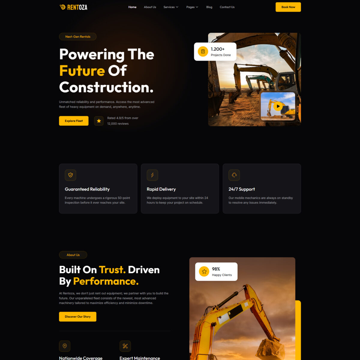Rentoza – Heavy Equipment Rental Elementor Template