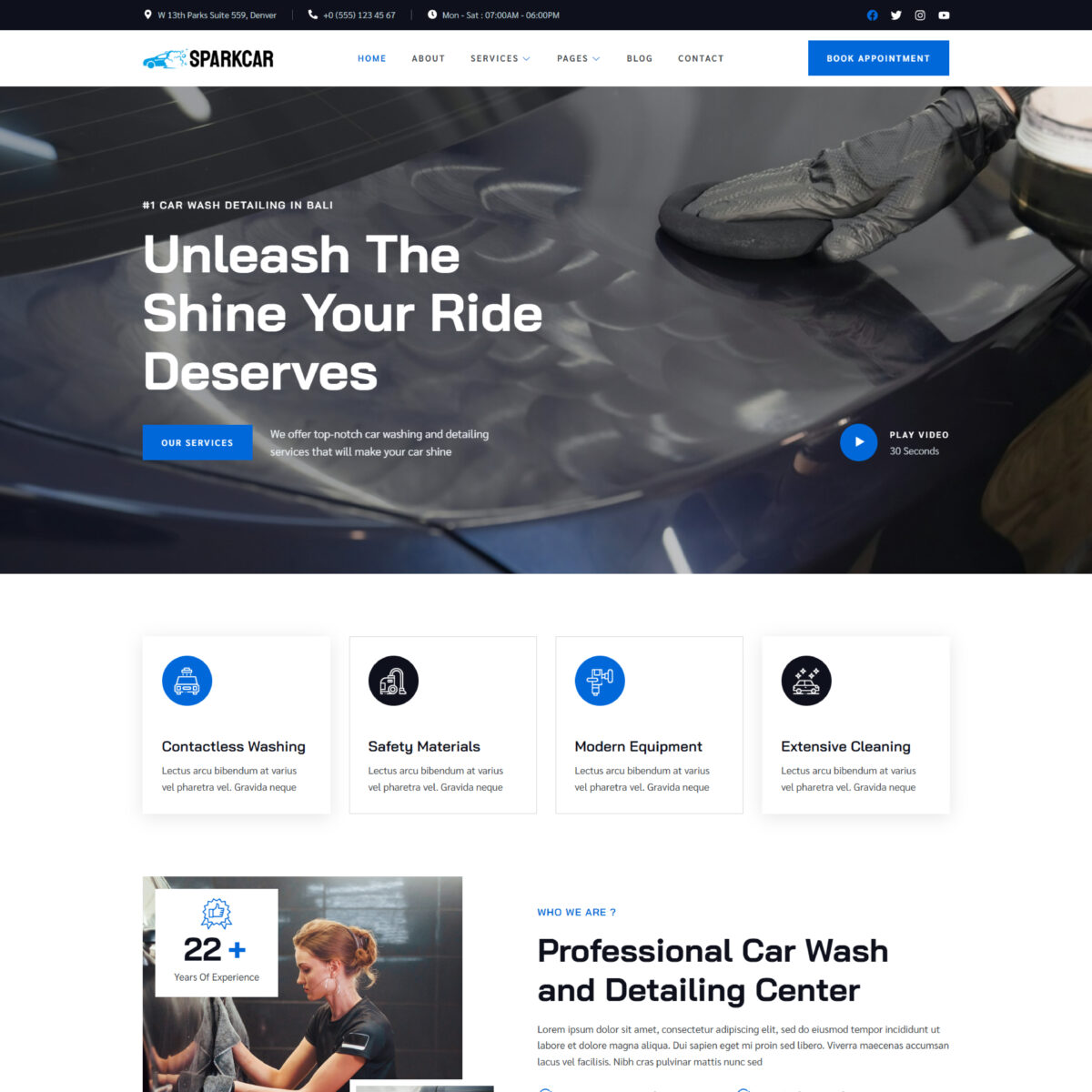 Sparkcar – Car Wash & Detailing Service Elementor Template