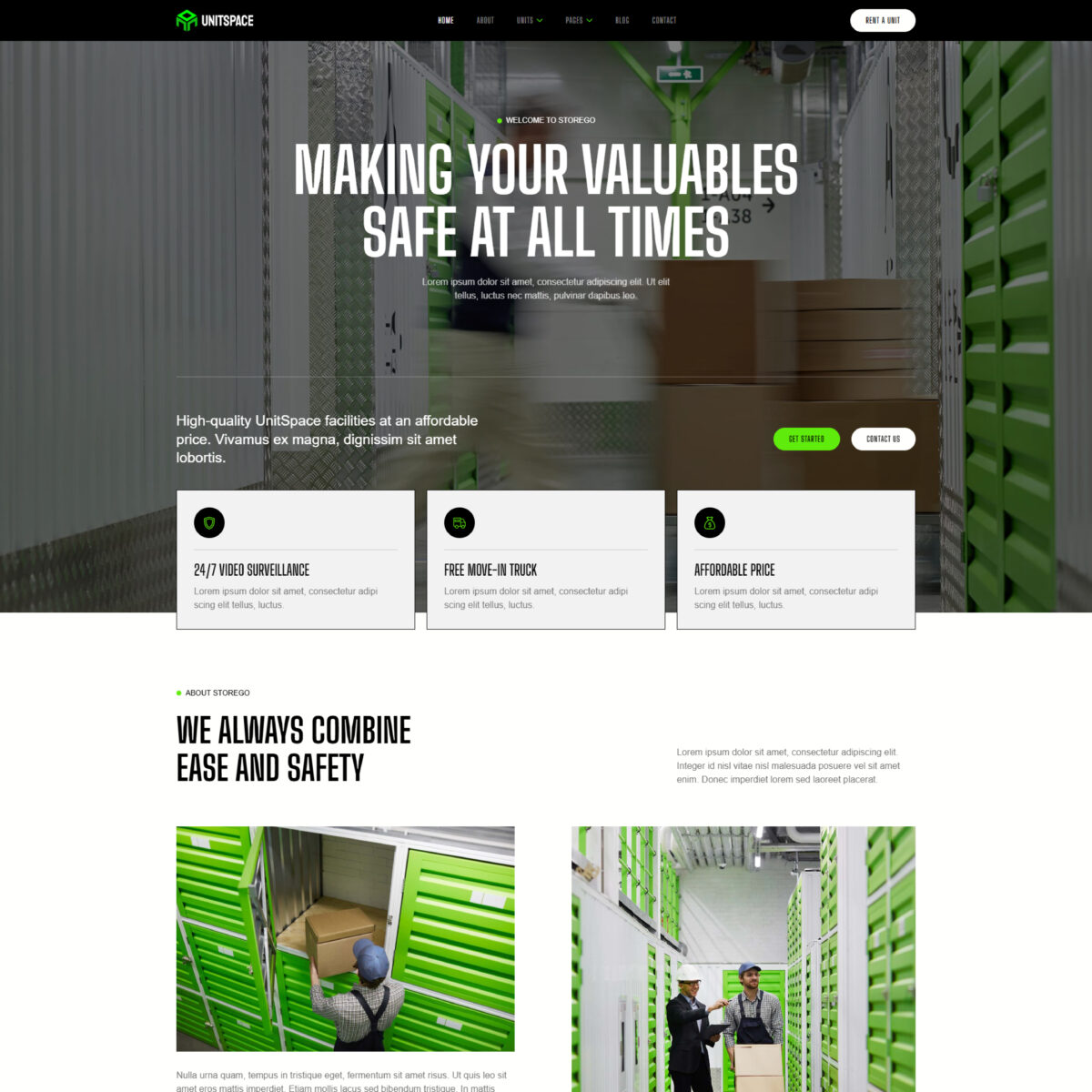 UnitSpace – Storage Services Company Elementor Template