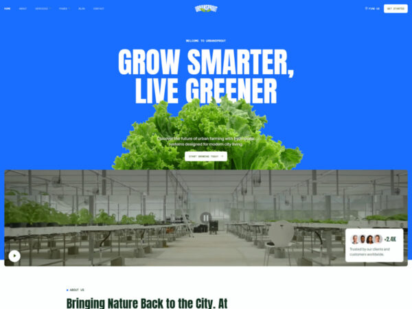 UrbanSprout - Urban Farming & Hydroponics Elementor Template