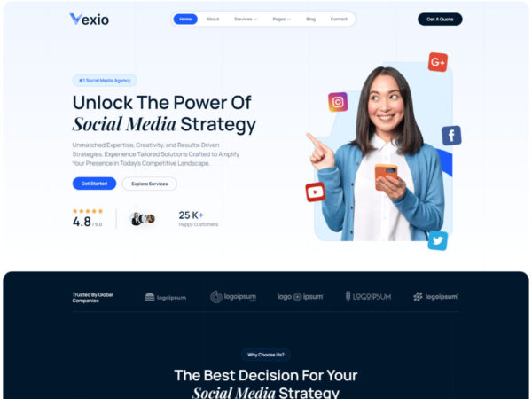 Vexio - Social Media Agency Elementor Template