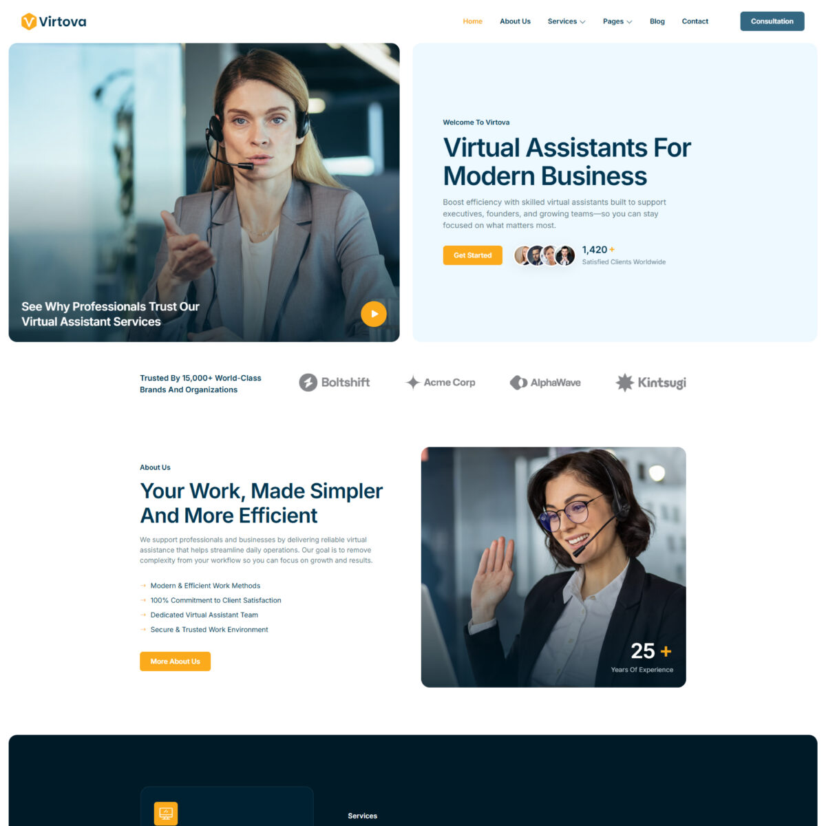Virtova – Virtual Assistant Elementor Template
