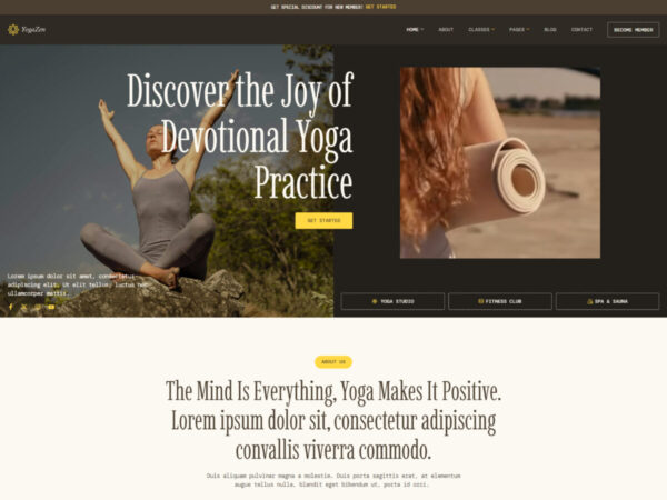 YogaZen - Yoga Studio & Fitness Elementor Template